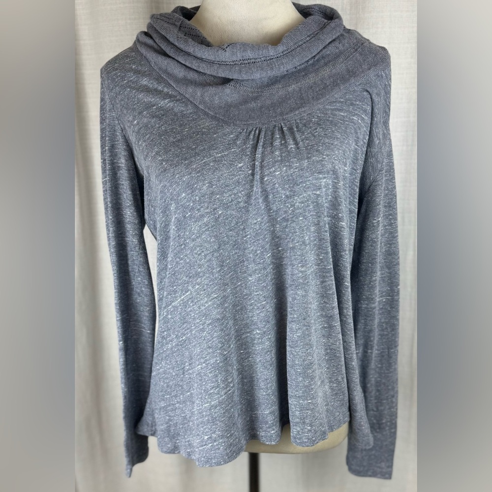 Anthropologie Gray Cowl Neck Long Sleeve Top